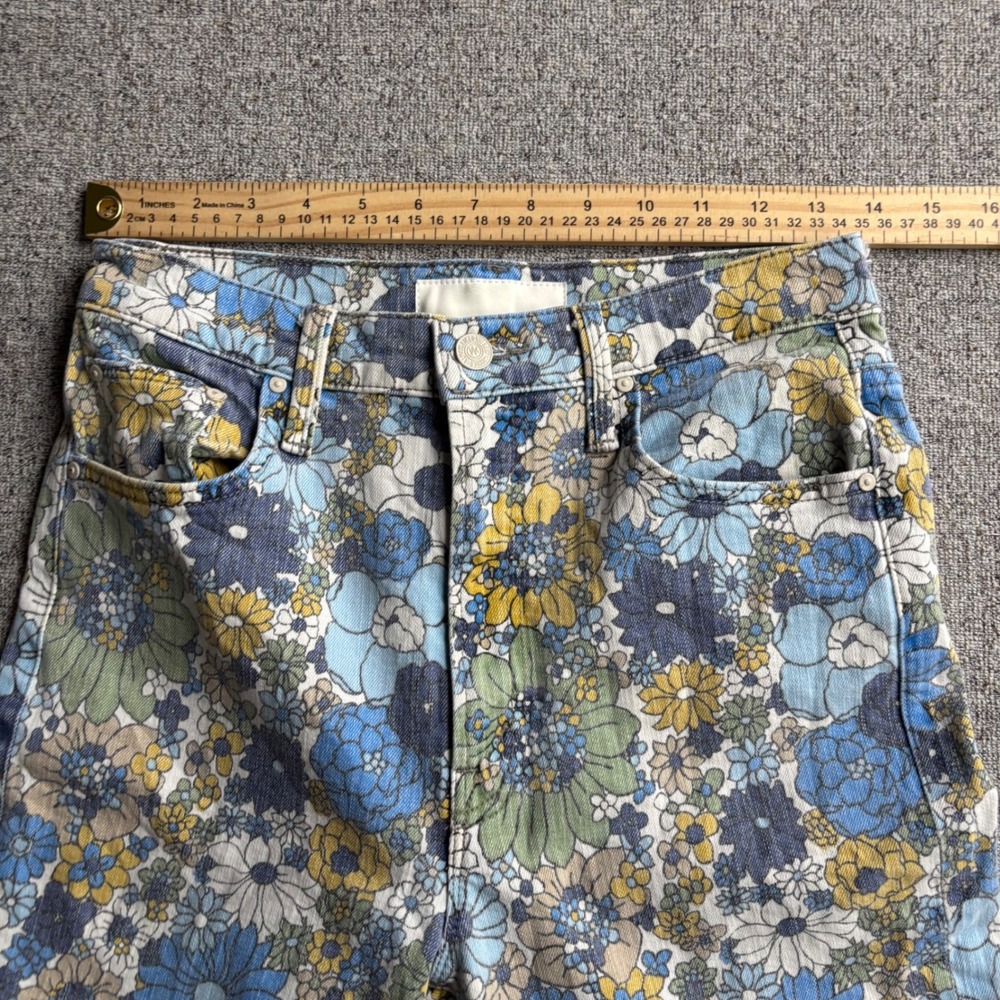 Mother Jeans Women 28 Mother Superior Blue Floral Straight Leg High Rise Denim - Picture 2 of 9